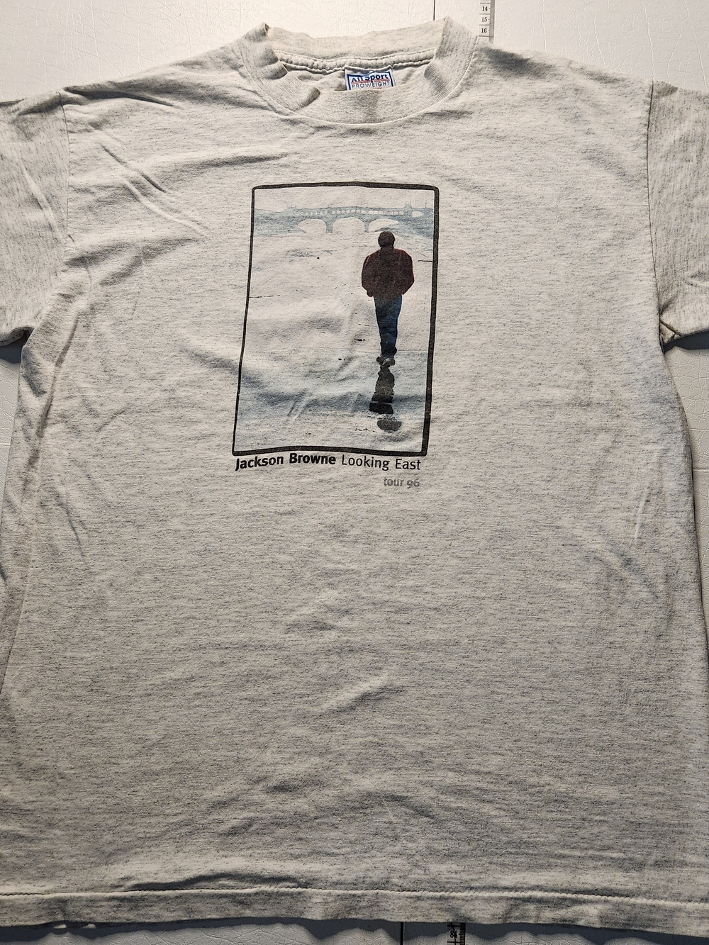 Jackson Browne Graphic Tee - Light Gray with Navy & Maroon Print